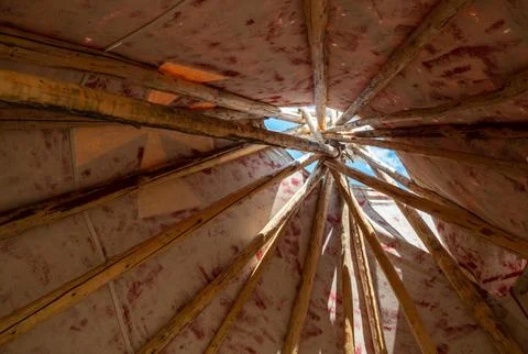 Painted Native American Teepees Saint Mary Lodge Resort Saint Marys Glacier.. Stock Photos