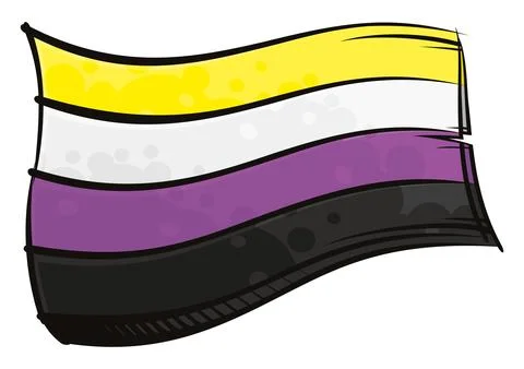Painted Nonbinary flag waving in wind Illustrazione stock