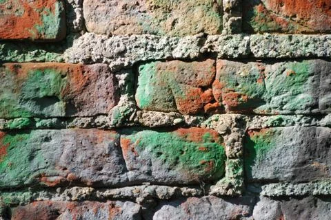 Painted old brick wall background Stock Photos