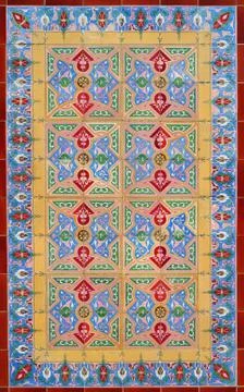 Painted old ceramic tiles Stock Photos