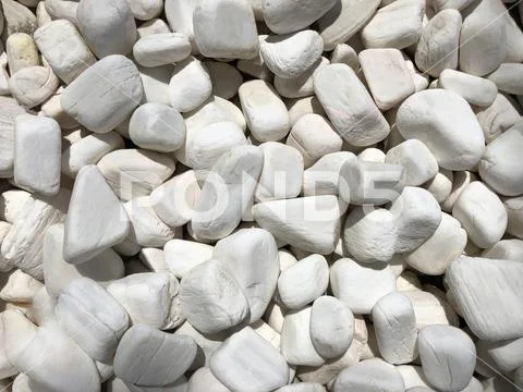 Painted pebbles in white. Stock Photos
