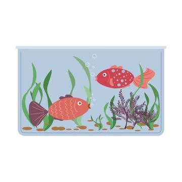 Painted pets - aquarium fish rectangular aquarium. Stock Illustration