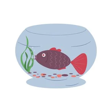 Painted pets - aquarium fish round aquarium. Stock Illustration