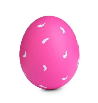 Painted pink egg with pattern isolated on white. Happy Easter 스톡 사진