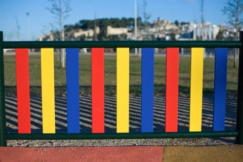 Painted posts on a playground Stock Photos