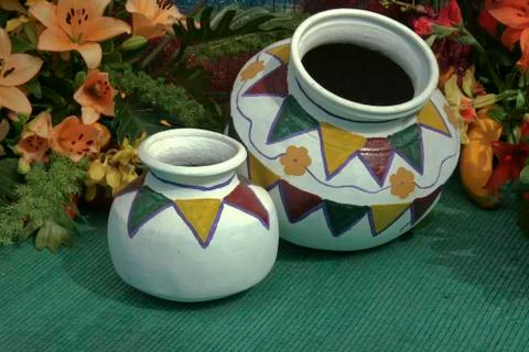Painted Pots Foto stock