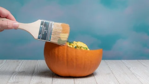 Painted Pumpkins and Gourds for the Fall - Stop Motion Animation, 4K Video stock 95451513