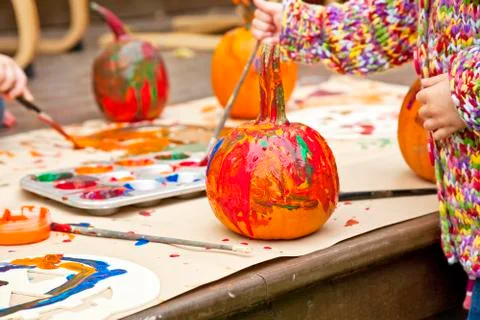 Painted pumpkins Stock Photos