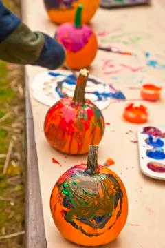 Painted pumpkins Stock Photos