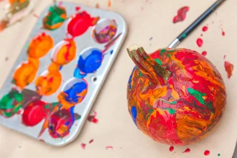 Painted pumpkins Stock Photos