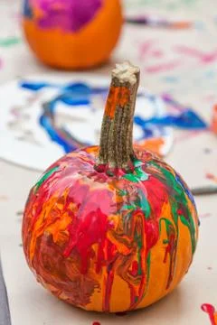 Painted pumpkins Stock Photos