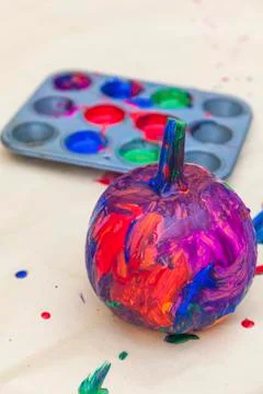 Painted pumpkins Stock Photos