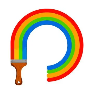 Painted Rainbow Brush Stroke Vector Illustration Stock Illustration
