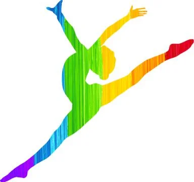 Painted Rainbow Dancer Silhouette Stock Illustration
