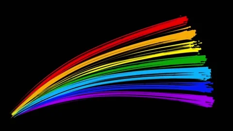 Painted Rainbow Stripes on black background Video stock 233425846
