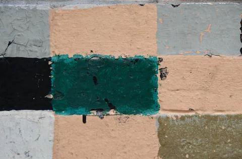 Painted rectangles on brick wall Stock Photos