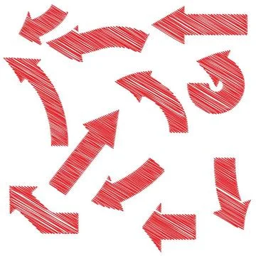 Painted red arrows set illustration with painted red arrows set on white b... Stock Photos