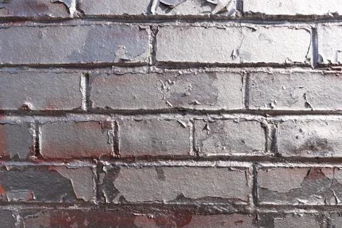 Painted Silver Bricks Wall Stock Photos
