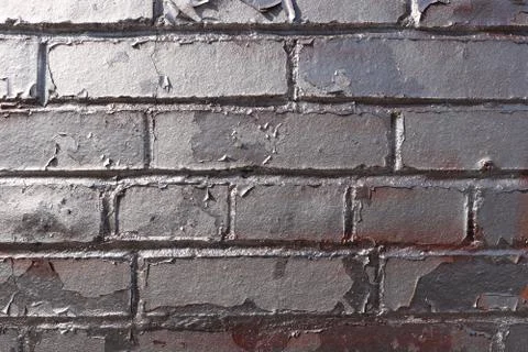 Painted Silver Bricks Wall Stock Photos