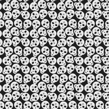 Painted skeletons Seamless pattern in grayscale. Day of the dead festive Illustrazione stock