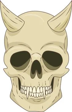 Painted skull with devil horns Stock Illustration