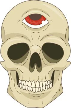 Painted skull with three eyes Stock Illustration