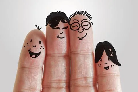 Painted smiley on human fingers Stock Illustration