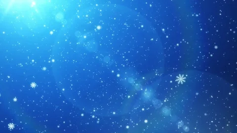 Painted snowflakes fall on a blue background with sunlight and rainbow Stock Footage 259373129
