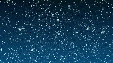 Painted snowflakes fall on a dark blue background. Winter background. Animation Stock Footage 254491014