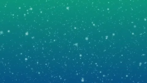 Painted snowflakes fall on a gradient , blue - green background. Animated Stock Footage 253707663