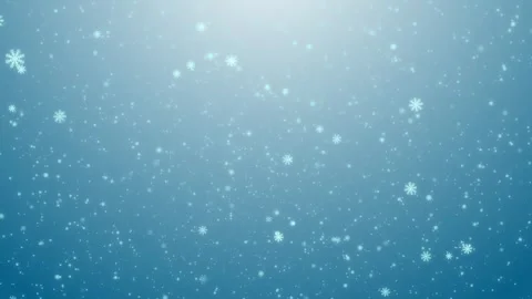 Painted snowflakes fall on a light blue gradient background. Animation Stock Footage 253379210