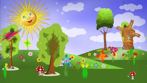 Painted Spring Scene Stock Footage 73929879