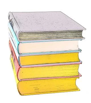 Painted stack of books Stock Illustration