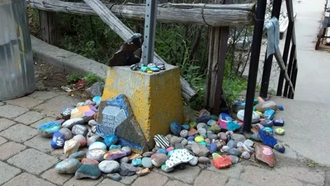 Painted stones rocks Stock Footage 135769883