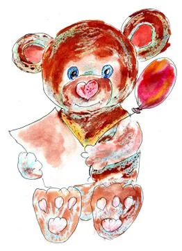 Painted Teddy Bear Stock Illustration
