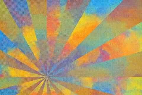 Painted texture. Multicolor brush strokes. Rays. Canvas. 스톡 일러스트