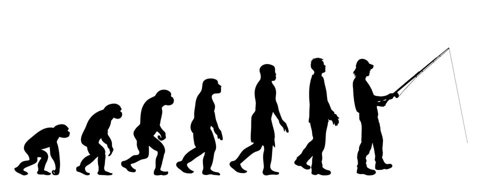 Painted theory of evolution of man. Vector silhouette of homo sapiens. Symbol Stock Illustration