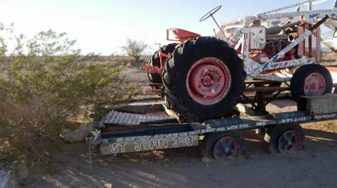 Painted Tractor at Salvation Mountain Stock Footage 47875763