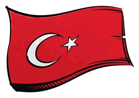 Painted Turkey flag waving in wind Stock Illustration