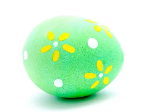 Painted turquoise easter egg isolated Stock Photos