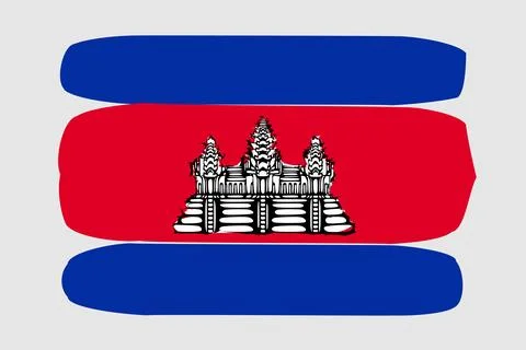 Painted vector flag of Cambodia Stock Illustration