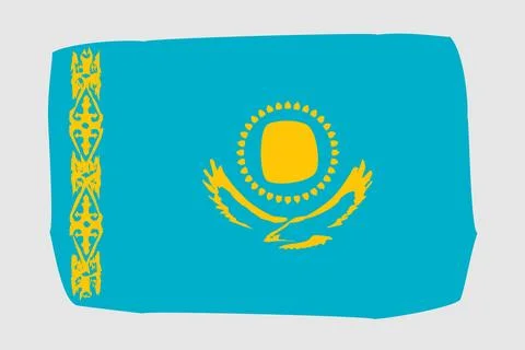 Painted vector flag of Kazakhstan Stock Illustration