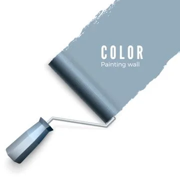 Painted wall and paint roller. Paint roller brush. Color paint texture when p 库存插图