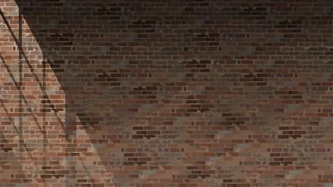 Painted wall of old brick with a shadow from the window Stock Illustration