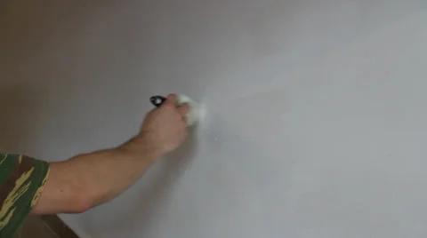 Painted wall with white paint Stock Footage 32226254