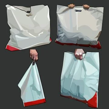 Painted white bag bag in different versions Stock Illustration