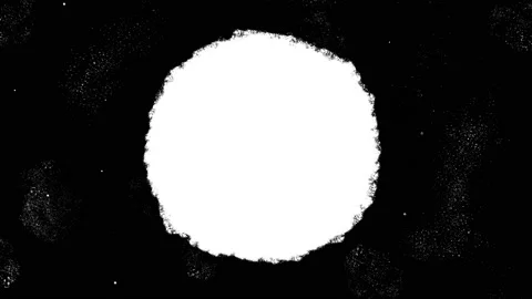 Painted white empty circle on a black grunge background, stop motion animation Stock Footage 144338060