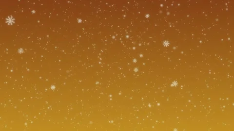 Painted white snowflakes fall on a golden gradient background. Animated Stock Footage 256746997