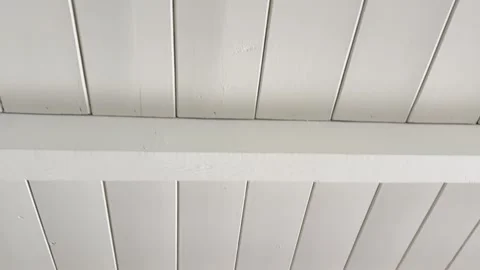 Painted Wood Beam Ceiling with Beadboard Panels Stock Footage 321142902