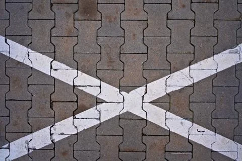 Painted x mark on a pavement Stock Photos